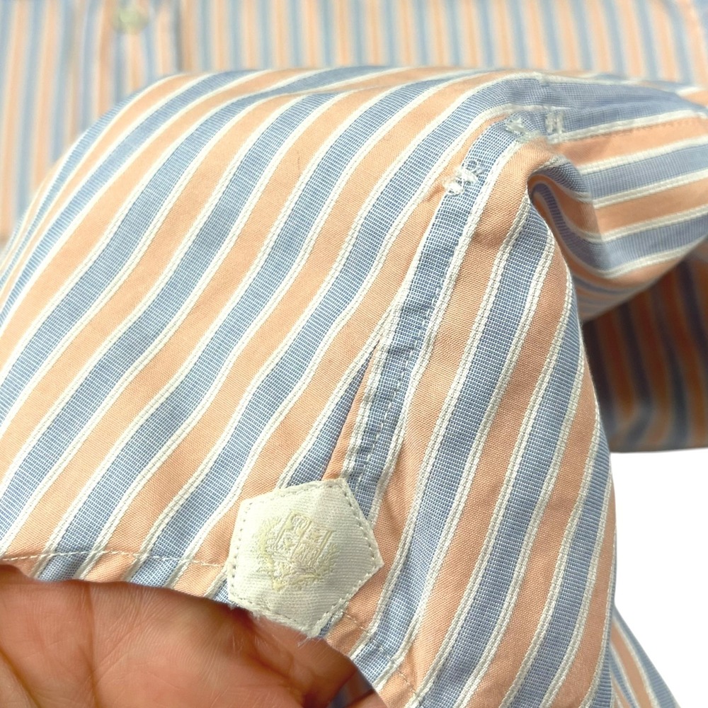 Loro Piana 16 41 Orange Blue Striped Button Down Shirt Cotton Italian Luxury - Picture 11 of 11